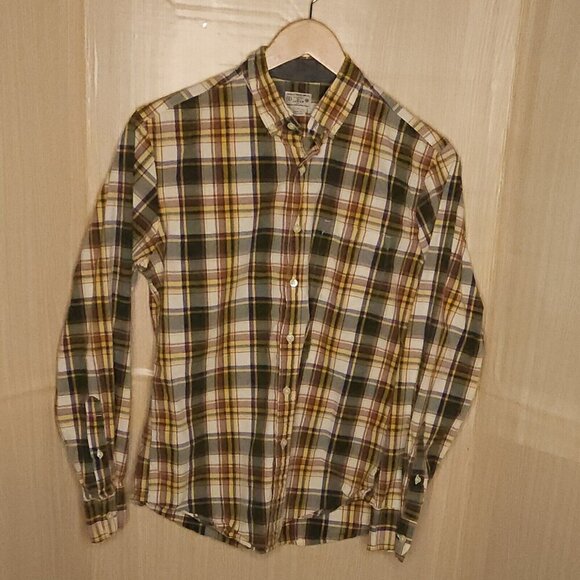 J. Crew Yellow Green Brown Plaid Button Down Medium - Picture 1 of 6